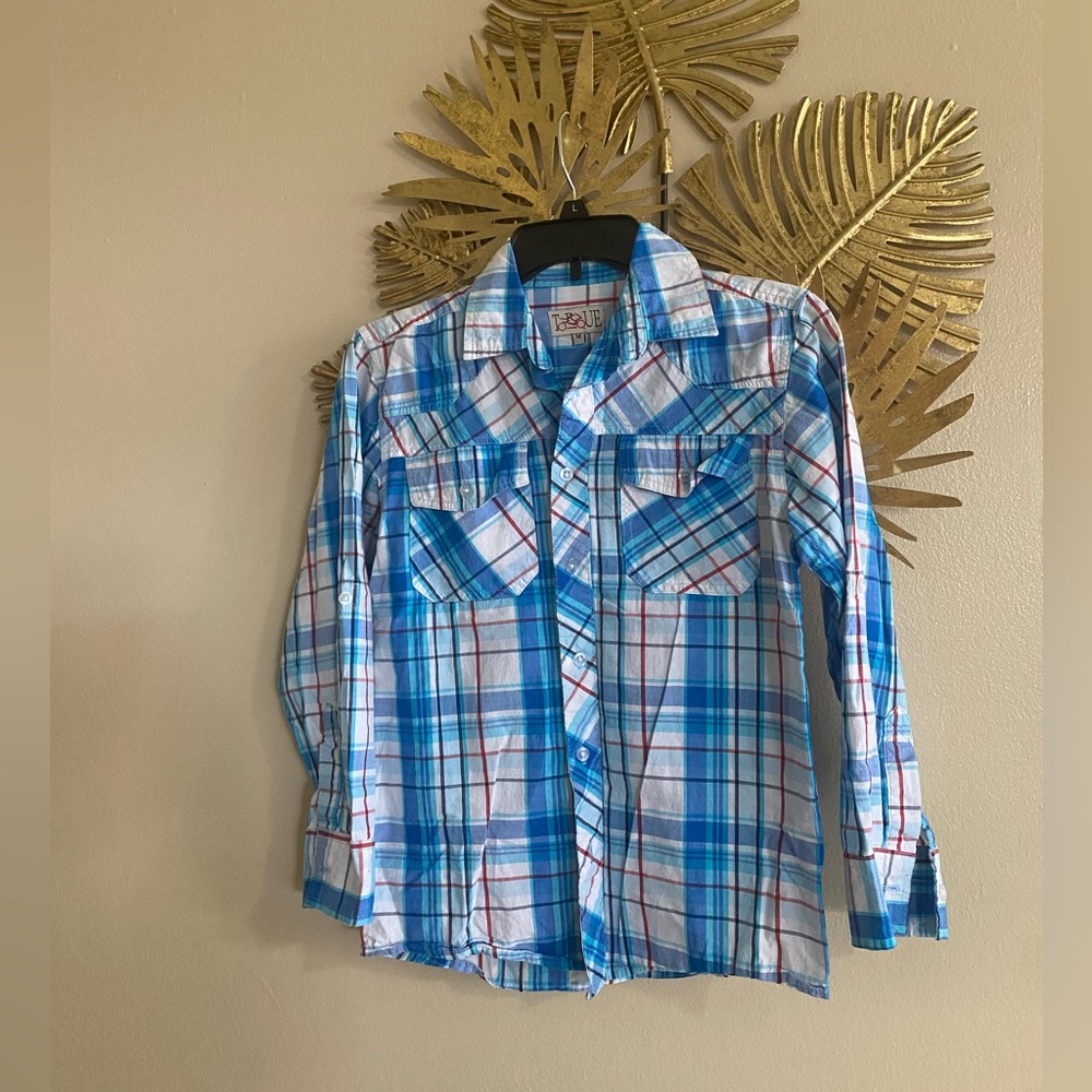 BKE Blue and Red Plaid Casual Shirt